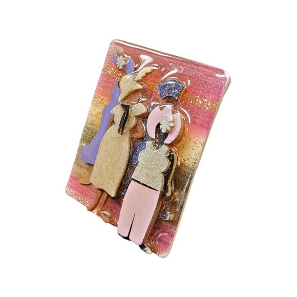 Vtg Woman Pins By Lucinda Brooch Resin Pastels - Picture 4 of 10